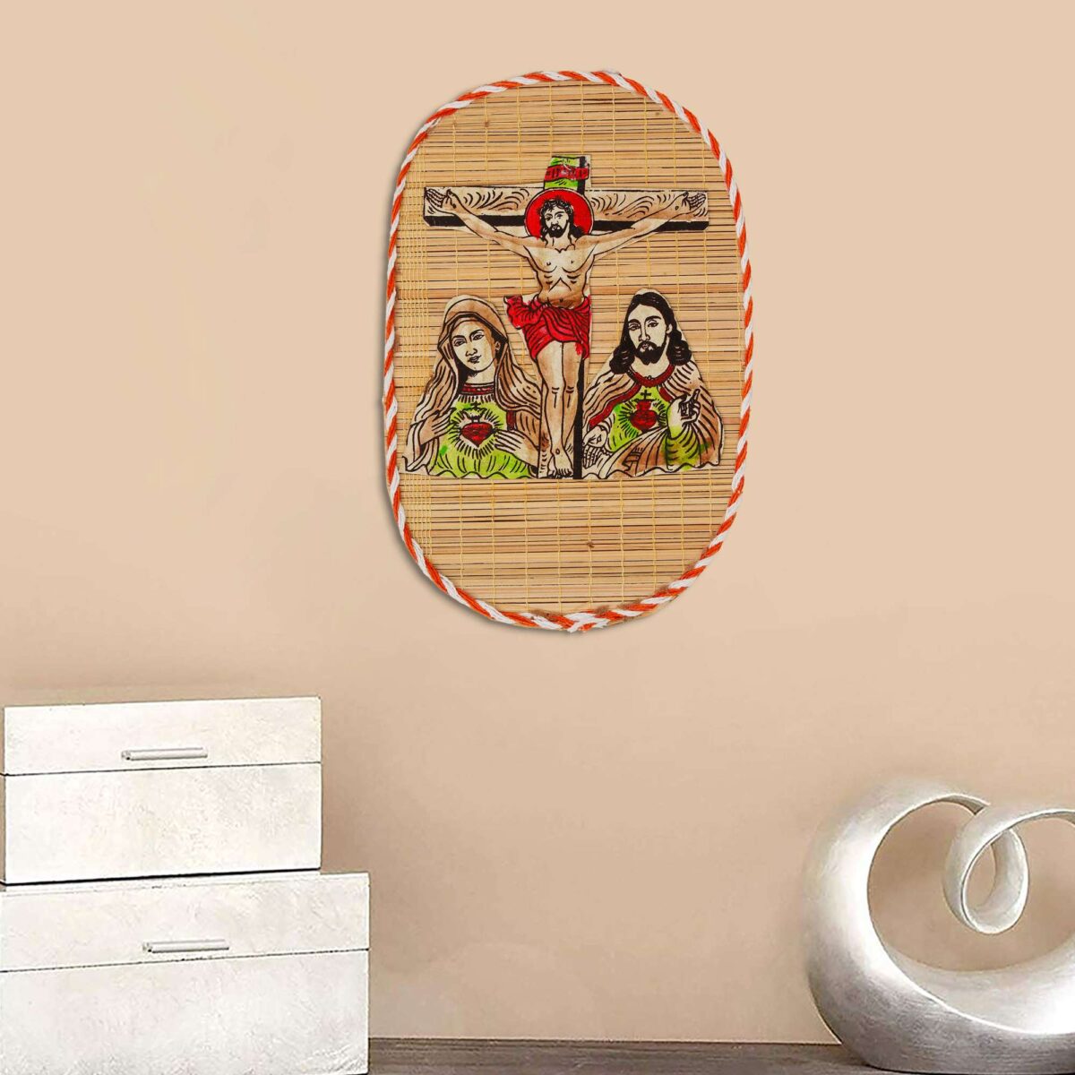 Jesus And Mother Marry Bamboo Design Hand Crafted Modern Interior Wall Hangings - Image 3