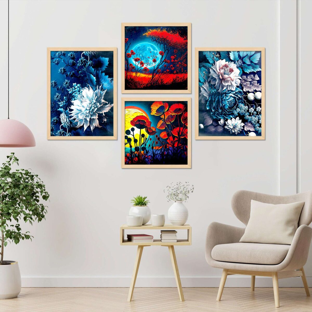 SET OF 4 DIGITAL WALL PAINTING