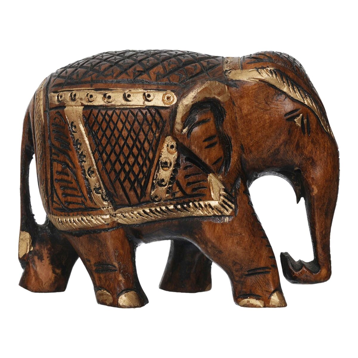 Rajasthani Tribal Handmade Brown '' Elephant '' Figured Wooden Statue Antique Design Elephant for Showpiece with Brown Colour-1 - Image 3