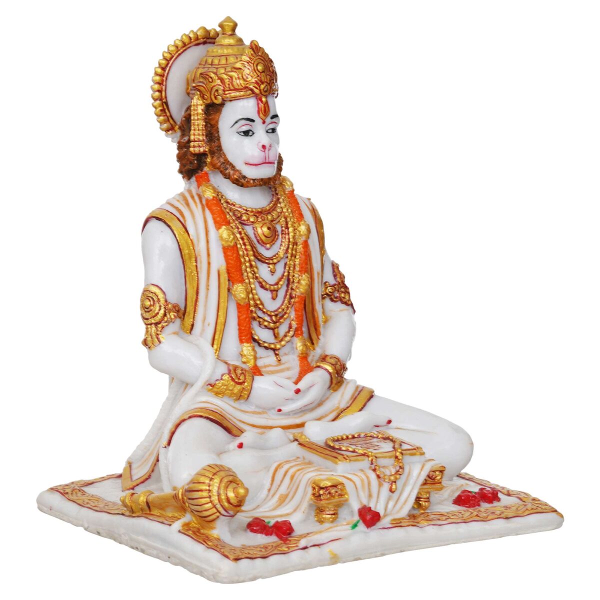 Lord Hanuman Sitting Statue with gada & Reading Book Decorative Showpiece - Image 4